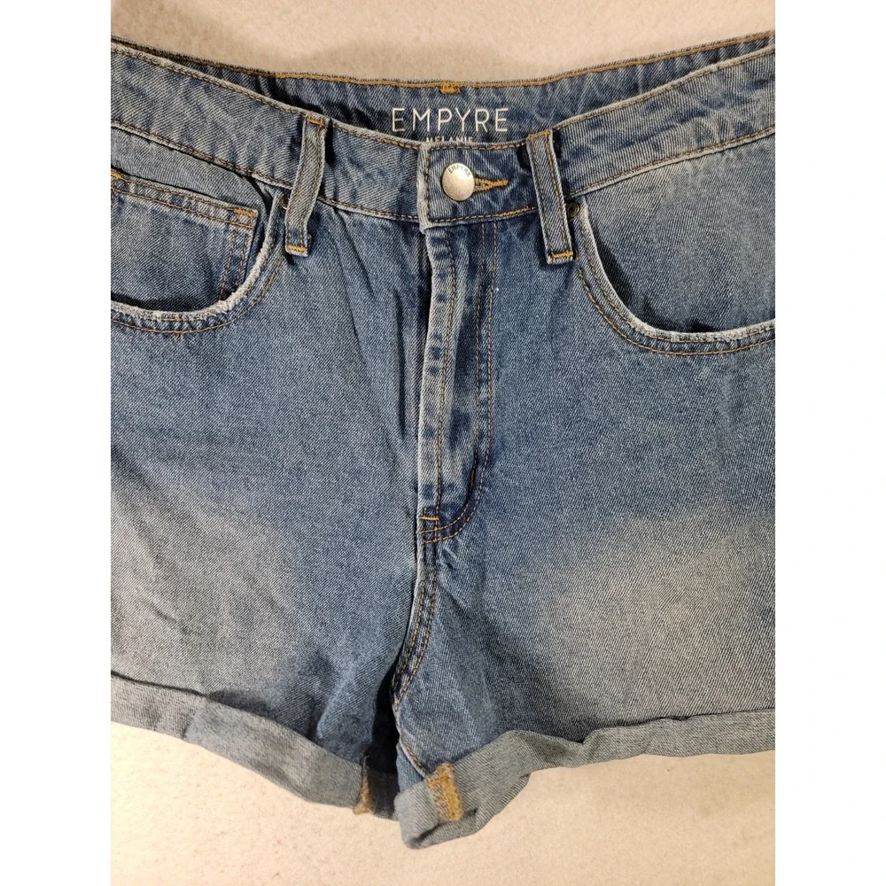Empyre Melanie Denim Shorts Womens 7 Blue High Rise Cuffed 100% Cotton Jean‎